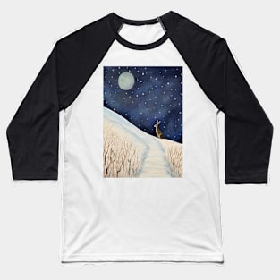 Moonlit Reverie: The Hare's Serenity Baseball T-Shirt